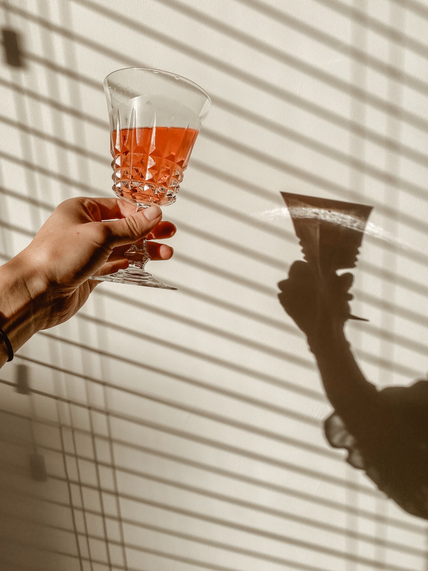 crystal wine glass, vintage wine glass, tailor-made blinds, aesthetic thoughts