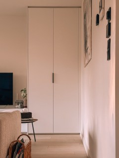 Minimalist storage cabinet in modern interior.